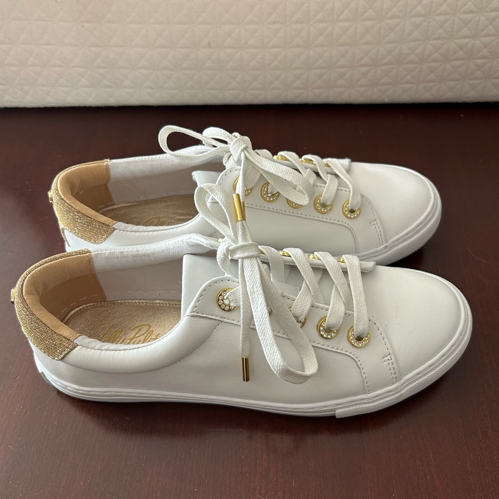 White and Gold Women's Sneakers